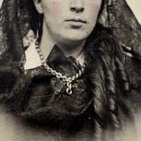 Woman in Mourning Dress, Hand-tinted Tintype, c. 1860s