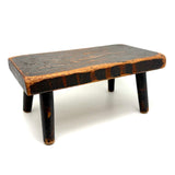 Wonderful All Original Paint Decorated c. 1840s Primitive Stool, Pittsfield, NH (Great Underside, Too)