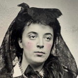 Woman in Mourning Dress, Hand-tinted Tintype, c. 1860s