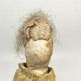 Much Loved Antique Straw Stuffed Doll with Painted Face and Gray Hair