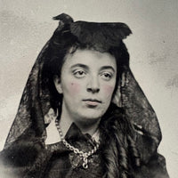 Woman in Mourning Dress, Hand-tinted Tintype, c. 1860s