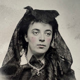 Woman in Mourning Dress, Hand-tinted Tintype, c. 1860s