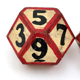 Set of Three Tetradecagon (14 Sided) Hand-painted Wooden Carnival Dice