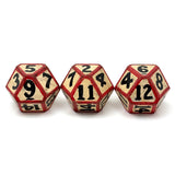 Set of Three Tetradecagon (14 Sided) Hand-painted Wooden Carnival Dice
