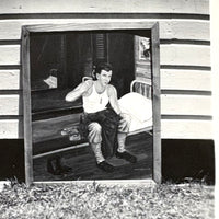 "The First Chosen", Folk Painting of Soldier Propped Against House with Grass, Panama City, FL., 1948