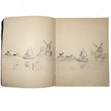 1909 Dutch School Notebook with Naive Drawings, Star Diagrams and More