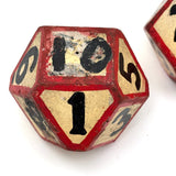 Set of Three Tetradecagon (14 Sided) Hand-painted Wooden Carnival Dice
