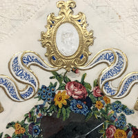 Poignant and Unusual Large 1840s Paper Lace Valentine with Mirror, Verse, and Original Envelope