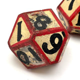 Set of Three Tetradecagon (14 Sided) Hand-painted Wooden Carnival Dice