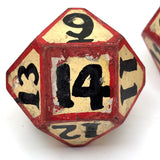 Set of Three Tetradecagon (14 Sided) Hand-painted Wooden Carnival Dice