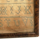 Alphabets in Blue with Wavering Lines and Many Extra Tries, Early 19th C. Practice Sampler