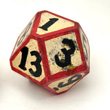 Set of Three Tetradecagon (14 Sided) Hand-painted Wooden Carnival Dice