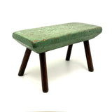 Sweet Antique Primitive Cricket Stool in Best Green Paint