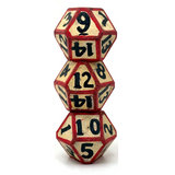 Set of Three Tetradecagon (14 Sided) Hand-painted Wooden Carnival Dice