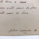 Poignant and Unusual Large 1840s Paper Lace Valentine with Mirror, Verse, and Original Envelope