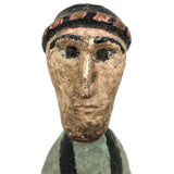 Wonderfully Inquitive Old Carved Guatemalan Folk Art Figure in Polychrome
