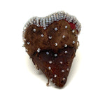Like a Wounded Heart, Much Worn Antique Tuscarora Beaded Strawberry Emery