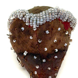 Like a Wounded Heart, Much Worn Antique Tuscarora Beaded Strawberry Emery