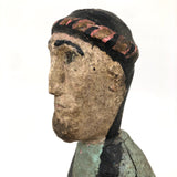 Wonderfully Inquitive Old Carved Guatemalan Folk Art Figure in Polychrome