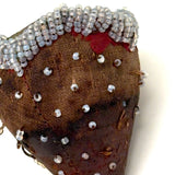 Like a Wounded Heart, Much Worn Antique Tuscarora Beaded Strawberry Emery