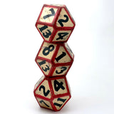 Set of Three Tetradecagon (14 Sided) Hand-painted Wooden Carnival Dice