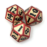 Set of Three Tetradecagon (14 Sided) Hand-painted Wooden Carnival Dice