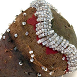 Like a Wounded Heart, Much Worn Antique Tuscarora Beaded Strawberry Emery