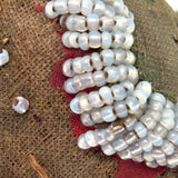 Like a Wounded Heart, Much Worn Antique Tuscarora Beaded Strawberry Emery