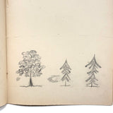 1909 Dutch School Notebook with Naive Drawings, Star Diagrams and More