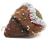 Like a Wounded Heart, Much Worn Antique Tuscarora Beaded Strawberry Emery