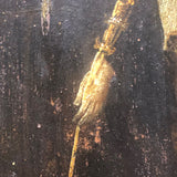 c. 18th Century Moody Spanish Painting of Santa Rita  on Wood Panel