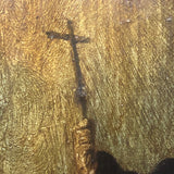 c. 18th Century Moody Spanish Painting of Santa Rita  on Wood Panel