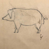 Early 1940s French School Drawings Notebook: Animals, Flowers, Houses, Extras