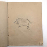 Early 1940s French School Drawings Notebook: Animals, Flowers, Houses, Extras