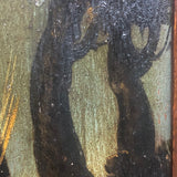 c. 18th Century Moody Spanish Painting of Santa Rita  on Wood Panel