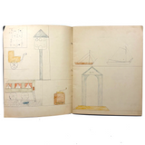1909 Dutch School Notebook with Naive Drawings, Star Diagrams and More
