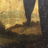 c. 18th Century Moody Spanish Painting of Santa Rita  on Wood Panel