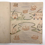 Early 1940s French School Drawings Notebook: Animals, Flowers, Houses, Extras