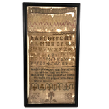 Mary Davis' Early Sampler with Flame Stitch, Alphabets, Flower and Verse