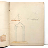 1909 Dutch School Notebook with Naive Drawings, Star Diagrams and More