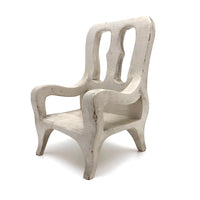 White Painted Doll Chair Carved of One Piece of Wood with Nice Lines