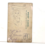 Eager Doggy in Green Chair, Antique British Watercolor Postcard