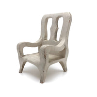 White Painted Doll Chair Carved of One Piece of Wood with Nice Lines