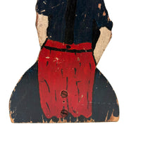 Punky Looking Boy in Blue and Red, c. 1930s Small Folk Art Doorstop