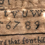 Mary Davis' Early Sampler with Flame Stitch, Alphabets, Flower and Verse