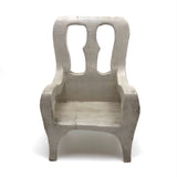 White Painted Doll Chair Carved of One Piece of Wood with Nice Lines