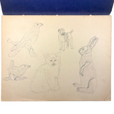 1909 Dutch School Notebook with Naive Drawings, Star Diagrams and More
