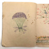 Early 1940s French School Drawings Notebook: Animals, Flowers, Houses, Extras