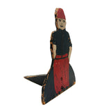 Punky Looking Boy in Blue and Red, c. 1930s Small Folk Art Doorstop