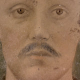Man with Mustache, Full Plate Folk Art Tintype Mounted to Wood with Shoestring Hanger